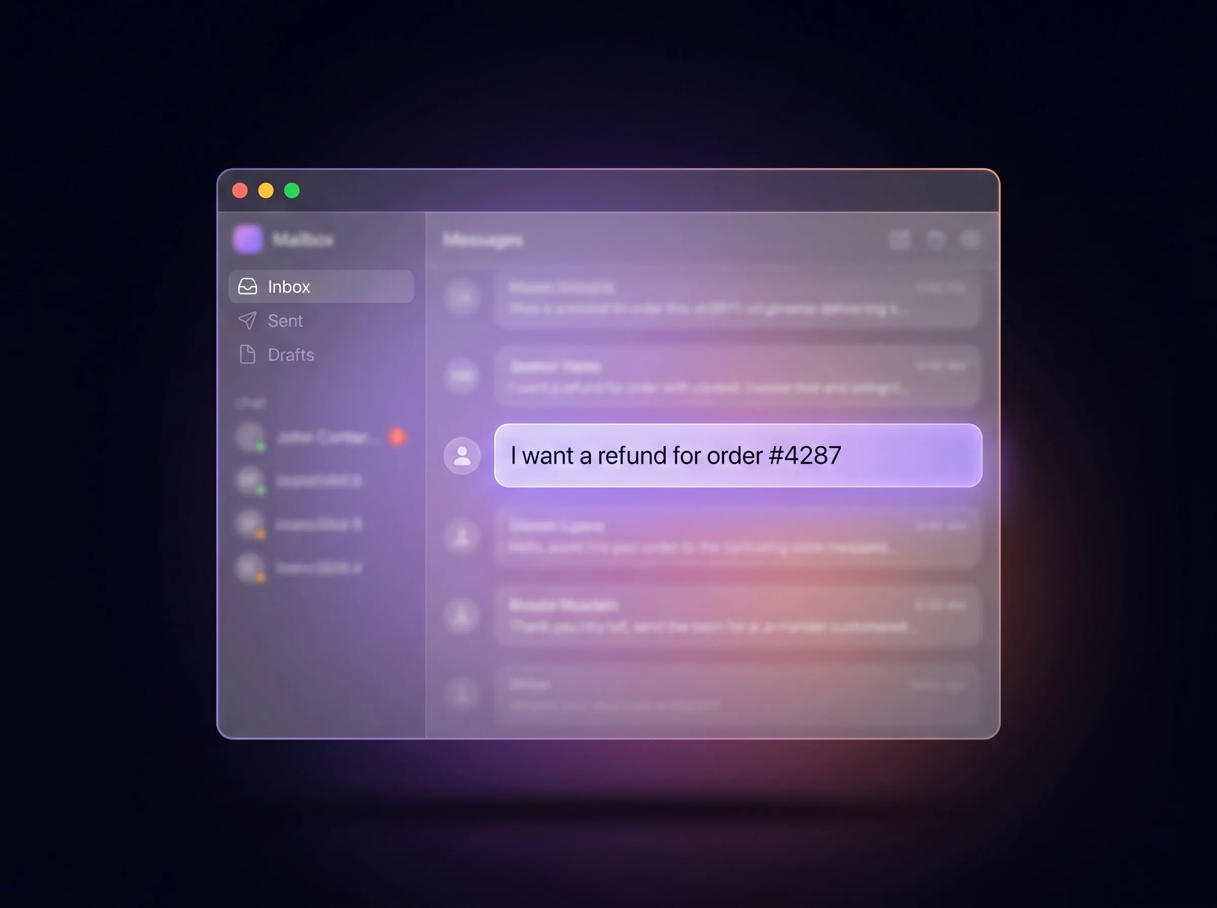 Customer email mockup